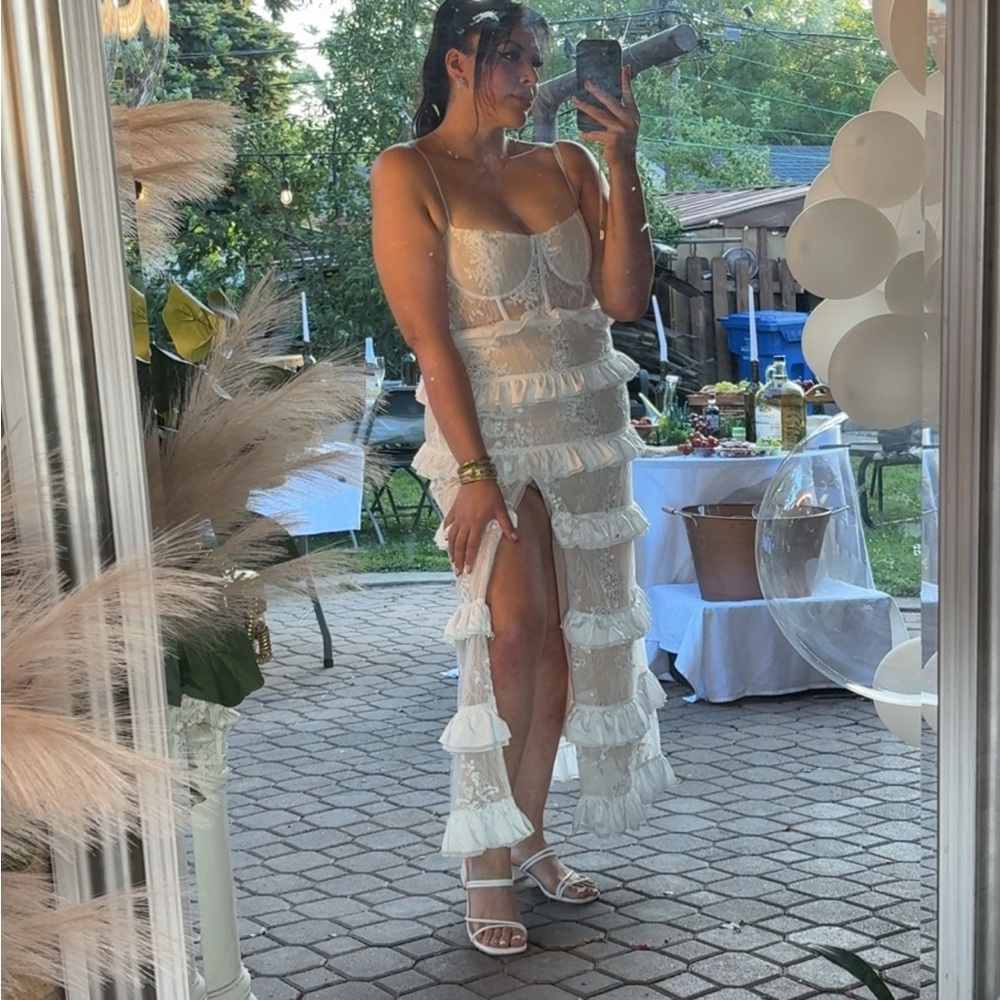 Altar'd State Cream Tan High Low Sundress